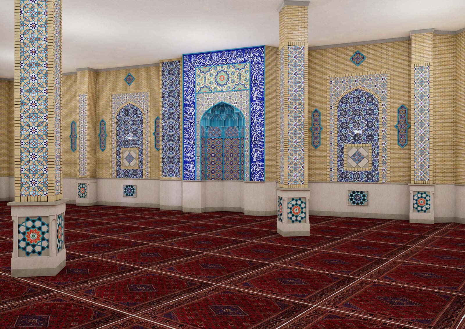 مسجد مسلم ابن عقیل نسیم‌شهر آجورا طراحی و اجرای معماری و طراحی داخلی